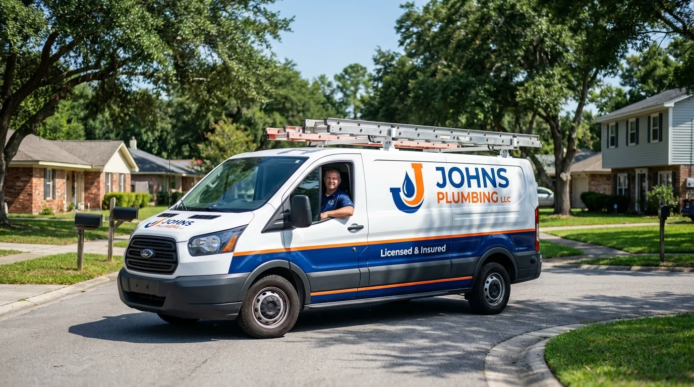 Johns Plumbing LLC service van in Anna Maria, FL