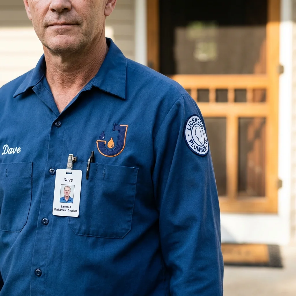 Licensed plumber showing ID badge in Anna Maria, FL