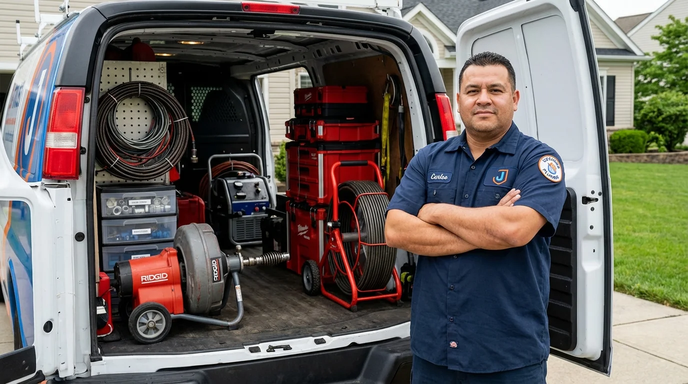 Professional drain cleaning equipment and Johns Plumbing LLC plumber in Anna Maria