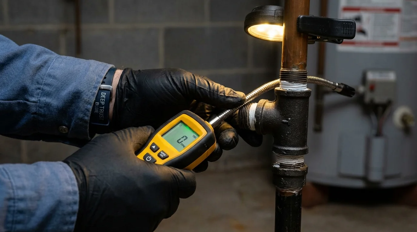Gas leak detection with electronic sniffer by Johns Plumbing LLC in Anna Maria